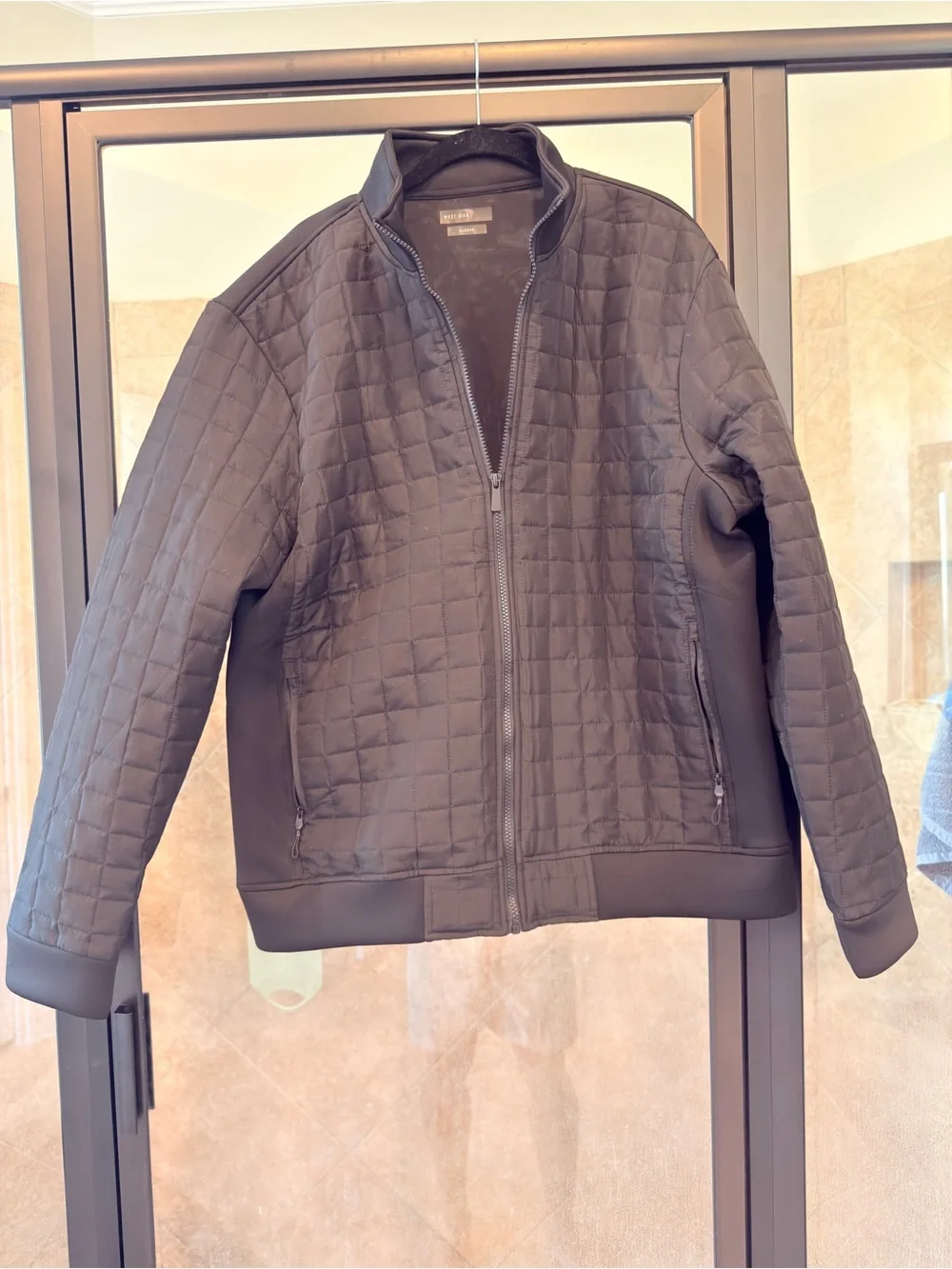West Oak Men’s Quilted Hybrid Full Zip Jacket Dark Espresso Black